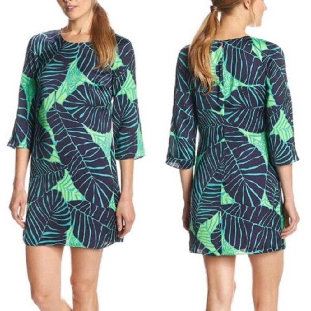 Lilly Pulitzer Women's Green Blue Carol Shift Under The Palms Mini Dress Size 0